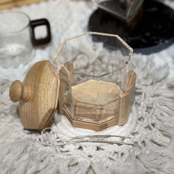 Wooden & Plastic Sugar Bowl with Spoon